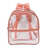 equlup Clear Backpack, PVC Transparent Backpack Portable PVC Zipper Design High Capacity Clear Back Pack Storage Bag for Outdoors Hiking Travel Shopping (Pink)
