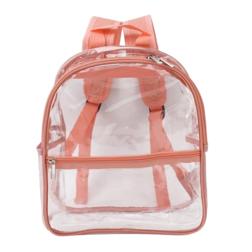 equlup Clear Backpack, PVC Transparent Backpack Portable PVC Zipper Design High Capacity Clear Back Pack Storage Bag for Outdoors Hiking Travel Shopping (Pink)