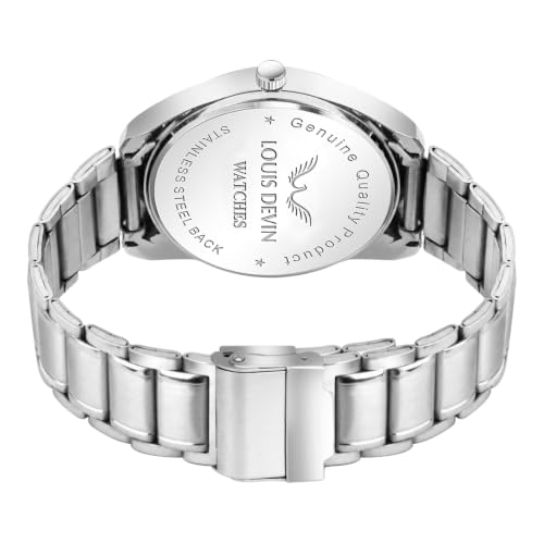 Image of Louis Devin Stainless Steel Chain Analog Wrist Watch for Men (Sky Blue /Green /Black /White Dial) | LD-LV084-CH