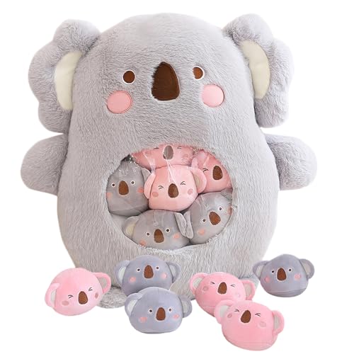 Almohada de Peluche Koala, Una Bolsa de MuñEcos de Peluche Koala Snack Suave Pillo con 6 MuñEcos De Peluche Koala Regalo para CumpleañOs, Halloween Navidad(Kaola)
