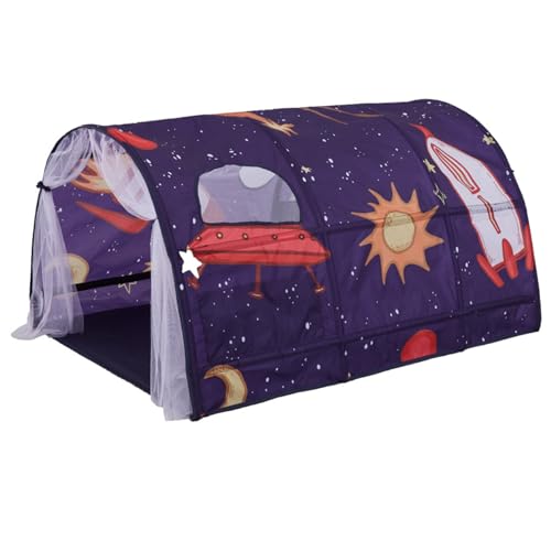 Tente de lit pour enfants galaxie étoilée tunnel de jeu intérieur 140x100 cm