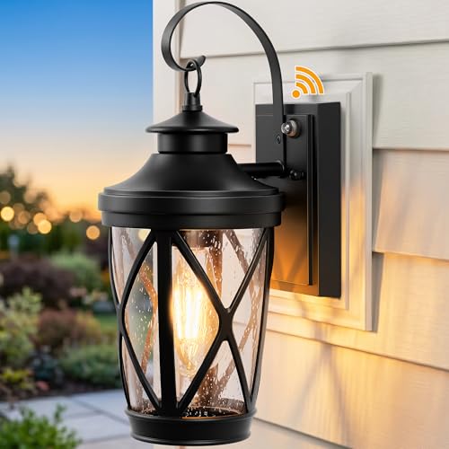 VIANIS Dusk to Dawn Outdoor Porch Light, Black Outdoor Wall Light Fixtures
