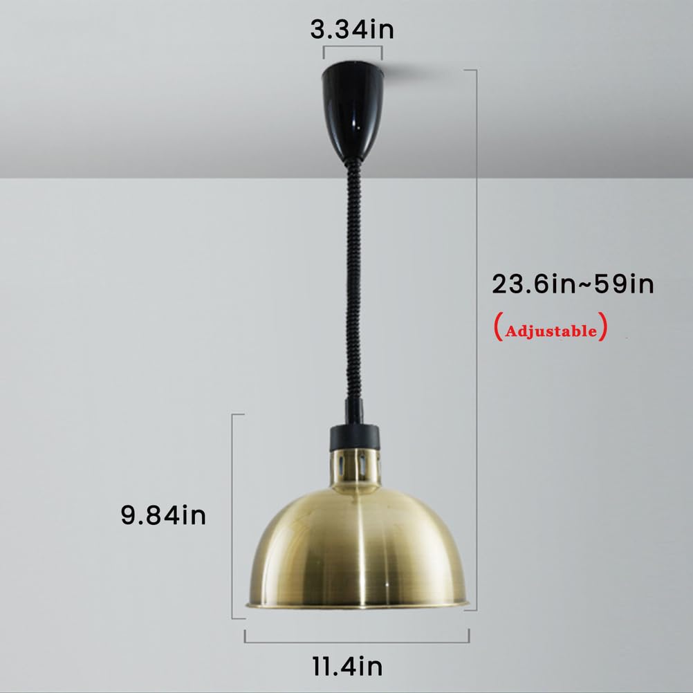 Kommerzielle Lebensmittelwärmelampe, Hängelampe, Deckenwärmer-Licht und einziehbare Lebensmittelheizlampe für Restaurant, 250 WWaluz aus Rüstungsnahrung, Bronze