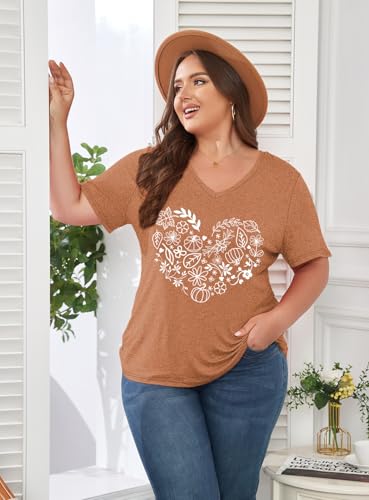 Image of ForHailey Women's Plus Size Short Sleeve Tee Shirt V Neck Basic Ladies Loose Fit T Shirt 1X-5X