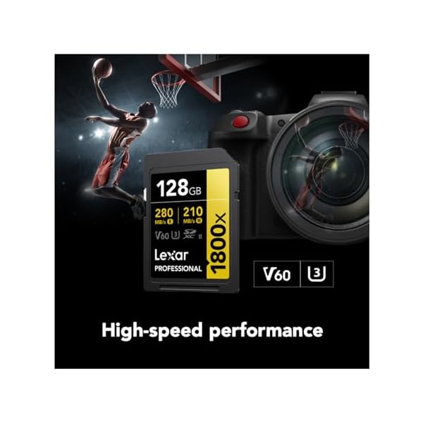 Lexar Tarjeta de memoria SDXC profesional 1800x UHS-II de 128 GB (serie dorada) - Image 3