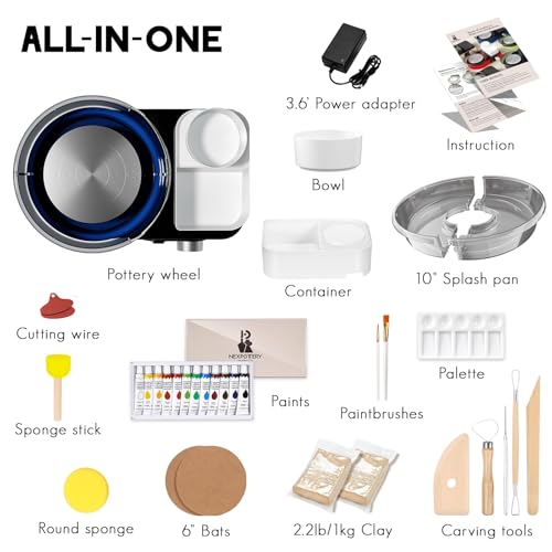 Pottery Wheel for Kids Adult and Beginners - Complete Pottery Set for Teens with 6\" Turntable, 2.2lb Clay, Art Supplies Sculpting Tools, Christmas Craft Gifts for Teens Adults (Blue)