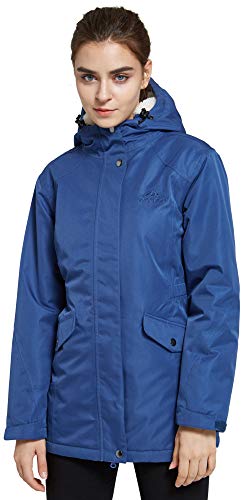 Svacuam Women's Thickened Contrast Color Drawstring Down Jacket Hooded Coat(Navy,L) #TOP5