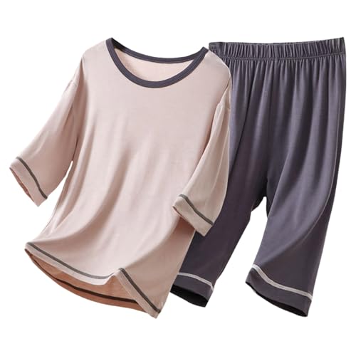 2pc Soft 𝐏ajamas Sets for Kids Short Sleeve Thin Loose Tops Pants 𝐏𝐉 Outfits Boys Girls F𝐚mily Sl𝐞epwear Casual Clothes