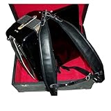 MUSIC FIRST Black Genuine Leather Super Wide Thick Comfortable 96 120 BASS Accordion Shoulder Strap Set Accordion Belt With FAST-ON BACK STRAP