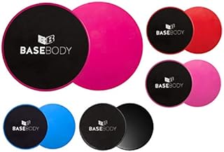 BaseBody Gliding Discs - Pink or Blue or Black Core Sliders - Exercise Discs - Reversible for use on Carpet or Hard Floors Core Trainer Core Slider- Abdominal workout - Crossfit