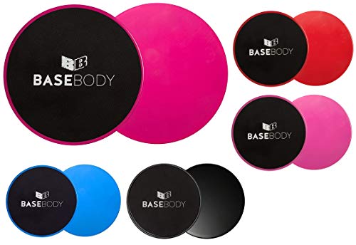 Discos de deslizamiento - Rosa o azul - Sliders de núcleo - Discos de ejercicios - Reversible para uso en alfombras o pisos duros - Core Trainer - Core Slider - Cuerpo total - Entrenamiento abdominal - Core Workout - Home Gym - Flexibilidad - Crossfit - by Basebody®