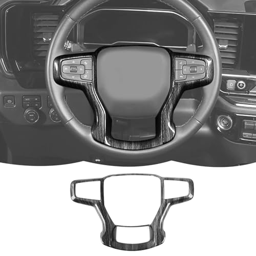 Steering Wheel Trim Cover Frame Decoration Interior Accessories Compatible with Chevrolet Silverado 2019-2023,for Chevrolet Tahoe 2021-2023,for Suburban SUV 2020-2023,Black wood grain by RT-TCZ - Used condition - US$19.16