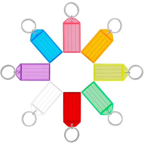 Uniclife 20 Pack Tough Plastic Key Tags With Split Ring Label Window, Assorted Colors #TOP7