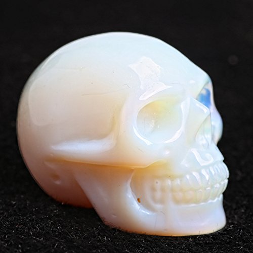 Ruhong 5Cm Natural Reki Quartz Healing Crystal Stone Figurine Craft Skull Sculpture Head Statue (White) #TOP4