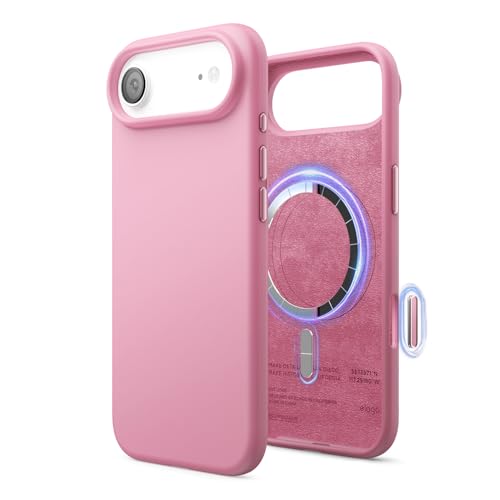 Image of elago for iPhone Air Case, Premium Magnetic Silicone Case, Compatible with MagSafe, Liquid Silicone Material, Protective Cover, Shockproof, Slim Phone, 6.5 inch (Hot Pink)