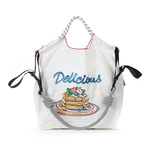 Image of Ball&Chain Embroidery Tote Bag for Women with Shoulder Strap,is a Great Gift for Women, Mom, Teachers, Friends, Bridesmaids (White, Small)