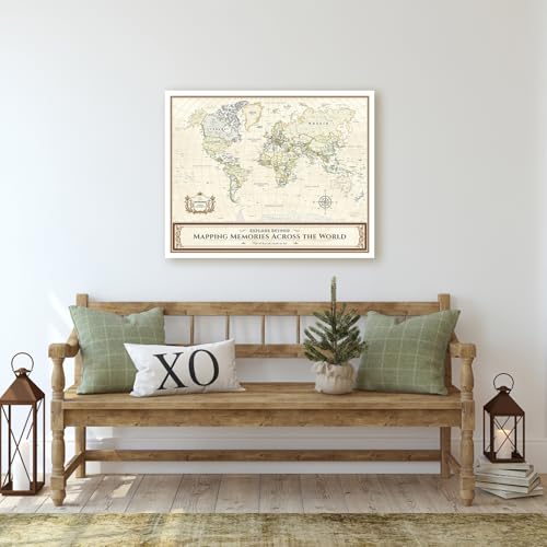 Image of DECORARTS - Colorful World Map Art Canvas Wall Art, Classic World Maps for Wall Decor, Hand-Stretched Giclee Print, Living Room Bedroom Office Home Decor, Ready to Hang, Handcrafted in USA, 20x16''