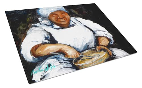 Caroline's Treasures MW1087LCB Hot Water Cornbread Glass Cutting Board Large Decorative Tempered Glass Kitchen Cutting and Serving Board Large Size Chopping Board