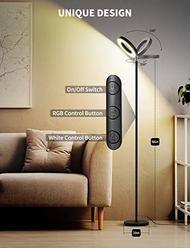 XMCOSY+ Floor Lamp, 2400LM Smart RGBW LED Standing Lamp with Modern Double-Side Lighting, WiFi APP Control, Works with Alexa, 2700K-6400K Color Changing Dimmable Tall Lamps for Living Room Bedroom - Thumbnail 6