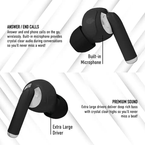 Diagram of GabbaGoods TrueBuds Chrome Earbud features
