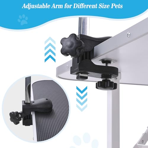 The Fellie Foldable Dog Grooming Table with Adjustable Height Arm, Heavy Professional Pet Grooming Table with Noose & Mesh Tray, Dog Beauty Table for Small/Large Dogs Cats, 91x 61x 80cm, Black - Image 7