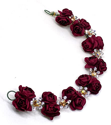 Image of Majik Bun Decoration Hair Gajra For Women And Girls Wedding, Party Hair Decoration Hair Accessories (Mehroon)