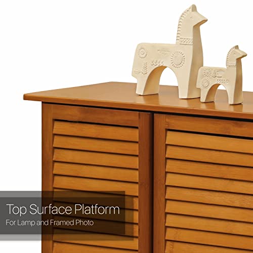 Monibloom 5 Tier Shoe Storage Cabinet With Shutter Doors, Bamboo Shoe Floor Storage Organizer Rack For 11-15 Pairs Entryway Hallway Mudroom, Brown #TOP5