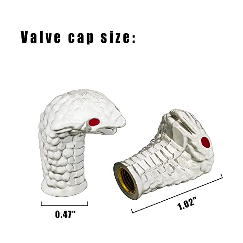 Qilisen Car Tire Valve Cap Silver Cobra 4 Pack, Wheel Tire Air Valve Cap With Rubber Ring, Dustproof, Universal Tire Stem Valve Cap For Cars, Suvs, Bike, Trucks, Motorcycles #TOP5