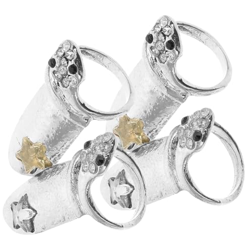 CIMAXIC 4 pezzi Anelli per Unghie Donna Design Serpente in Lega Leggera e Resistente Accessori Nail Art Eleganti per Dita Regalo Moda Femminile Colore Casuale Colore Casuale