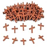 IHLOOTD 50 Stück Holzkreuze, Mini Schutzkreuz aus Holz, Kleine Holzkreuze Anhänger,Holzanhänger Zum Bemalen, Mein Herz ermutigt Geschenke, Daumenkreuz zum Gebet, für DIY Zubehör,Geschenk,Basteln (A)