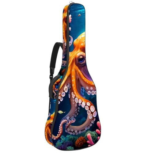 Sac pour guitare acoustique étanche motif pieuvre housse rembourrée 41 pouces multicolore