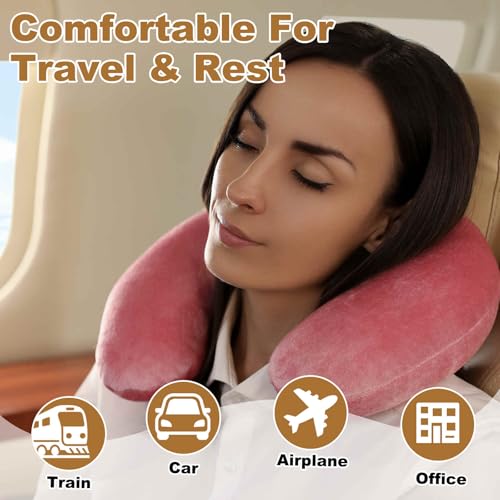 Almohada de viaje en forma de U 28 cm rosa miniatura 6