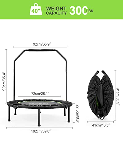 Ancheer Foldable 40" Mini Trampoline Rebounder, Max Load 300Lbs Rebounder Trampoline Exercise Fitness Trampoline For Indoor/Garden/Workout Cardio #TOP4