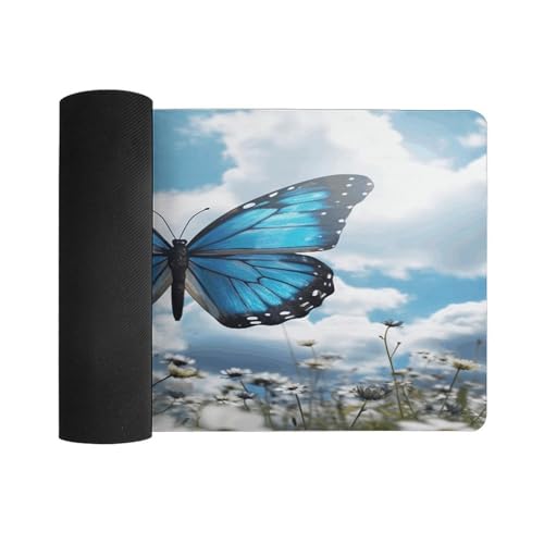 Blue Butterfly y Nubes Alfombrilla Grande para Escritorio miniatura 3