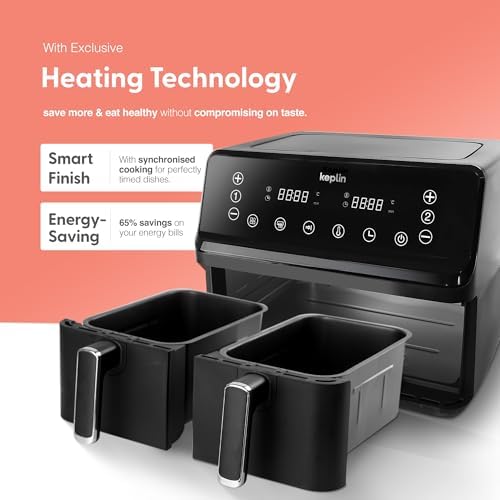 Keplin 9L Dual Zone Air Fryer - 8 in1 Cooking Functions - 2700W Energy-Saving Cooker - Extra-Large Capacity for Healthy Meals - Roast, Bake, Dehydrate, Reheat,- Family Size (9L)- 2 Years Warranty - View 4