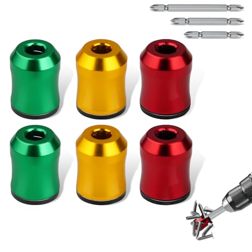 6PCS Magnetic Screw Holder, Magnetic Screw Ring Screwdriver Head Magnetic Ring for 1/4