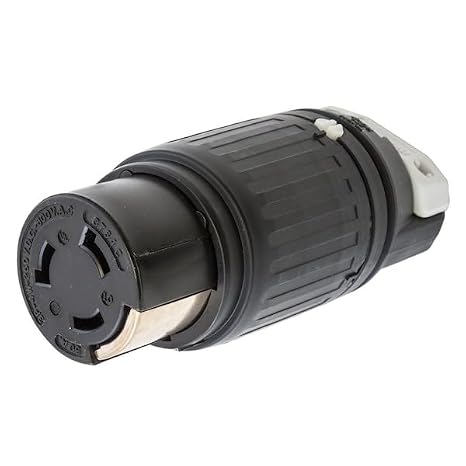 Hubbell HBL3764C Locking Connector, 50 amp, 250 VDC/600 VAC, 3 Pole, 4 Wire, Black, White