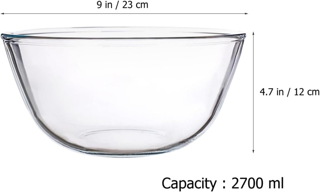 Large 2700ml Japanese Style Glass Salad Bowl Multi-use Household Food Bowl Microwave Safe for Kitchen and Dining