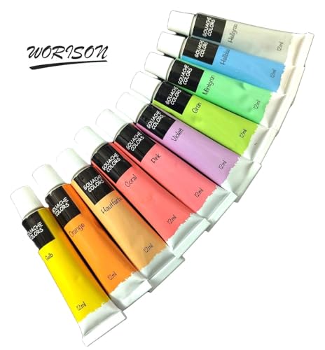 Image of worison Pastel Gouache Colour Set of 10 Colours X 12ML Tubes Multicolor