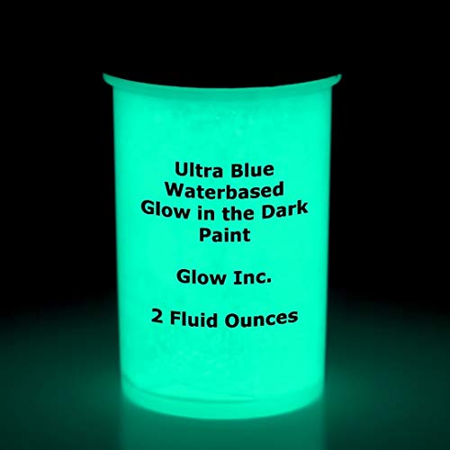 Ultra-blue water based glow in the dark paint by Glow Inc 1/2 pnt