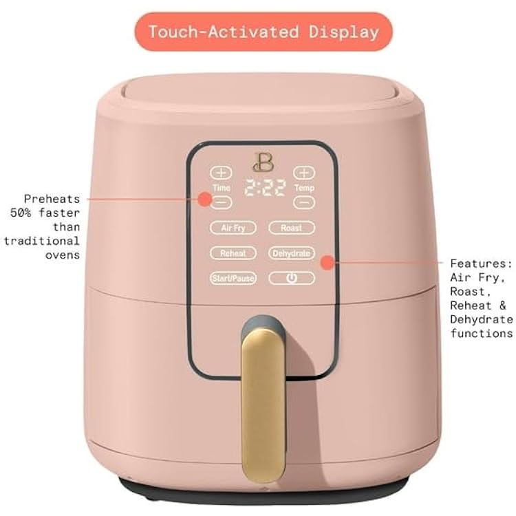 6 Qt Air Fryer With Turbocrisp Technology And Touch-Activated Display, Rose By Drew Barrymore, Adjustable Temperature Ranges