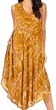 Sakkas 16801 - Laeila Tie Dye Washed Long Sleeveless Tank Top Caftan Dress/Cover Up - Olive - OS