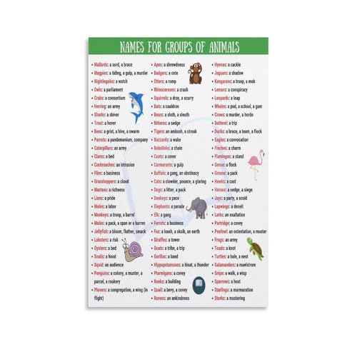 Poster noms d'animaux insolites geek chic deco bureau 40x60cm