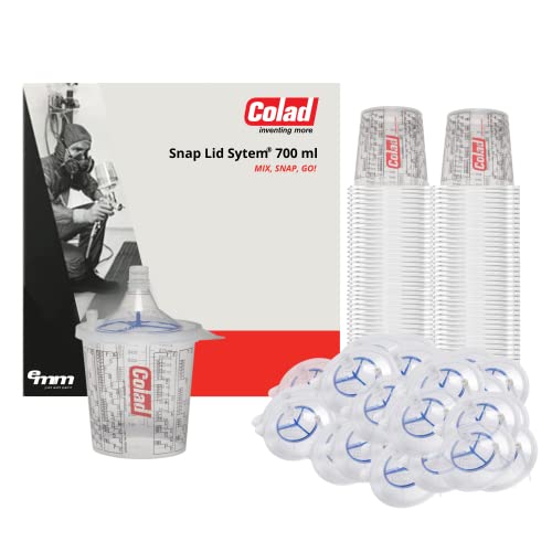 Colad Snap Lid System Automotive Spray Paint Application Kit including Mixing Cup and Lid with Built in Paint Filter 700 ml (130 Micron Strainer)