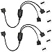 TronicsPros 4 Pin LED Splitter Cable Flex LED Strip Connector 2 Way Y Splitter for One to Two SMD 5050 3528 2835 RGB LED Tape LED Ribbon LED Strip Light -30cm/12in Long (1 to 2 Splitter, Black, 2pcs)