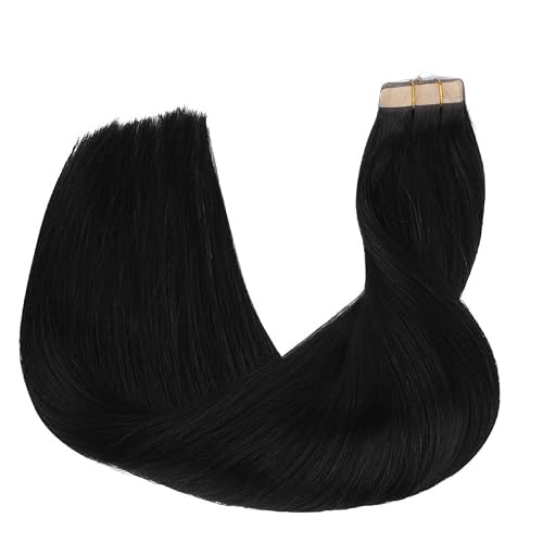 Goo Goo Tape In Hair Extensions Human Hair Jet Black 20Pcs 50G Remy Human Hair Extensions Seamless Straight Real Hair Extensions Tape In Natural Hair 18 Inch #TOP30