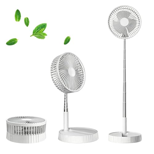 Image of Ezcool Cordless Fan, Ezcool Portable Fans, Space-Saving Foldable Standing Fan, Adjustable Height, 4 Fans Speeds, 360° Adjustment, 3600/ 7200mah, For Home, Office, Bedroom & Outdoor Camping (b,3600mah)