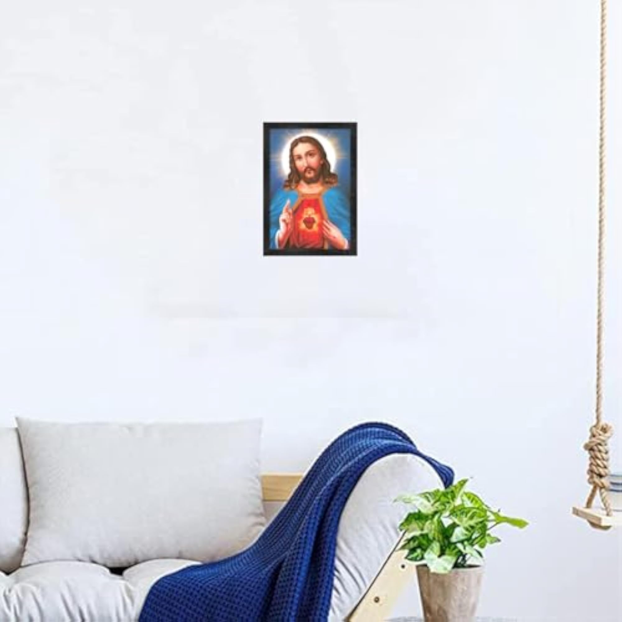 Premium Sparkle Lamination Jesus Christ Painting, Framed