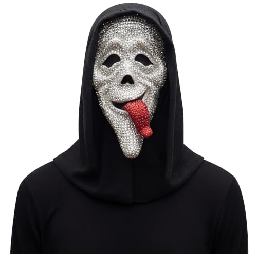 Fun World Ghost Face Adult Wassup Bling Mask, One Size Fits Most, Black