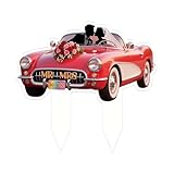 Mr & Mrs Cake Topper - Wedding Cake Topper Car Acrylic Wedding Cake Decoration for Bride & Groom, Anniversary, Engagement, Just Married Party (2D)